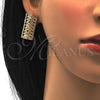 Oro Laminado Earring and Pendant Adult Set, Gold Filled Style with White Crystal, Polished, Golden Finish, 10.306.0020