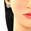 Oro Laminado Stud Earring, Gold Filled Style Heart Design, with Garnet Micro Pave, Polished, Golden Finish, 02.156.0468.2