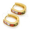 Oro Laminado Huggie Hoop, Gold Filled Style with Multicolor Cubic Zirconia, Polished, Golden Finish, 02.237.0018.1.15