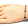 Sterling Silver Fancy Bracelet, with Green Cubic Zirconia and White Crystal, Polished, Rhodium Finish, 03.286.0027.2.07