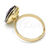 Oro Laminado Multi Stone Ring, Gold Filled Style with Amethyst Swarovski Crystals, Polished, Golden Finish, 01.239.0011.8 (One size fits all)