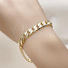 Oro Laminado Basic Bracelet, Gold Filled Style Curb Design, Polished, Golden Finish, 5.222.001.08