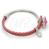 Rhodium Plated Individual Bangle, with Rose Swarovski Crystals and White Micro Pave, Polished, Rhodium Finish, 07.239.0001.3 (03 MM Thickness, One size fits all)