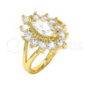 Oro Laminado Multi Stone Ring, Gold Filled Style with White Cubic Zirconia, Polished, Golden Finish, 01.205.0003.08 (Size 8)