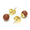 Oro Laminado Stud Earring, Gold Filled Style Ball Design, Polished, Golden Finish, 02.63.2118.4