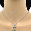 Stainless Steel Pendant Necklace, Initials and Rolo Design, with White Crystal, Polished, Steel Finish, 04.238.0004.1.18