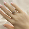 Oro Laminado Multi Stone Ring, Gold Filled Style with Pink and White Cubic Zirconia, Polished, Golden Finish, 01.210.0045.14.08 (Size 8)