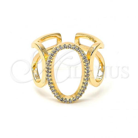 Oro Laminado Multi Stone Ring, Gold Filled Style with White Micro Pave, Polished, Golden Finish, 01.166.0018 (One size fits all)