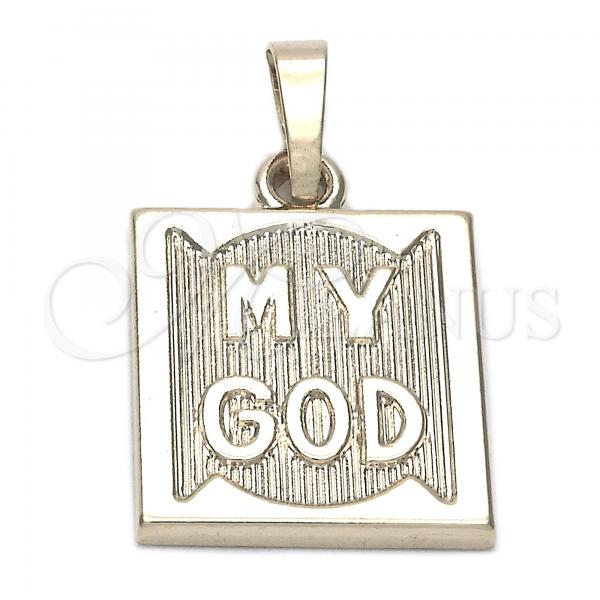 Oro Laminado Religious Pendant, Gold Filled Style Diamond Cutting Finish, Golden Finish, 05.163.0044