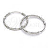 Sterling Silver Small Hoop, Diamond Cutting Finish, Rhodium Finish, 02.285.0002.25