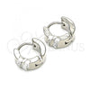 Stainless Steel Huggie Hoop, with White Crystal, Polished, Steel Finish, 02.230.0047.10