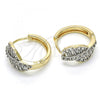 Oro Laminado Huggie Hoop, Gold Filled Style with White Cubic Zirconia, Polished, Two Tone, 02.210.0088.2.20