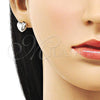 Rhodium Plated Stud Earring, Heart Design, Polished, Rhodium Finish, 02.156.0683.1