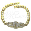 Oro Laminado Fancy Bracelet, Gold Filled Style with White Micro Pave, Polished, Golden Finish, 03.283.0156.07