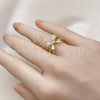 Oro Laminado Elegant Ring, Gold Filled Style Bow Design, Matte Finish, Golden Finish, 01.60.0024