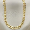 Oro Laminado Basic Necklace, Gold Filled Style Pave Cuban Design, Diamond Cutting Finish, Golden Finish, 5.223.003.24