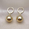 Oro Laminado Dangle Earring, Gold Filled Style Ball Design, Polished, Golden Finish, 02.213.0604