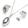 Sterling Silver Earring and Pendant Adult Set, with Vitrail Medium and White Cubic Zirconia, Polished, Rhodium Finish, 10.186.0037