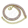 Oro Laminado Tennis Bracelet, Gold Filled Style with Pink Cubic Zirconia, Polished, Golden Finish, 03.130.0008.3.07