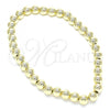 Oro Laminado Fancy Bracelet, Gold Filled Style Expandable Bead and Ball Design, Polished, Golden Finish, 03.299.0037.07