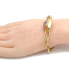 Oro Laminado Fancy Bracelet, Gold Filled Style with Rhodolite Crystal, Polished, Golden Finish, 03.59.0062.09