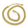 Oro Laminado Basic Anklet, Gold Filled Style Miami Cuban Design, Polished, Golden Finish, 04.213.0099.10