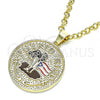 Oro Laminado Fancy Pendant, Gold Filled Style Tree Design, Black Enamel Finish, Golden Finish, 05.213.0115