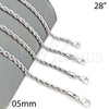 Rhodium Plated Basic Necklace, Rope Design, Polished, Rhodium Finish, 5.222.033.1.28