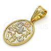 Oro Laminado Fancy Pendant, Gold Filled Style Elephant and Owl Design, Polished, Tricolor, 05.120.0072.1
