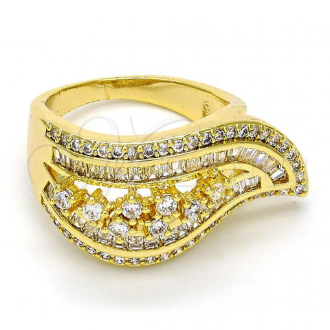 Oro Laminado Multi Stone Ring, Gold Filled Style with White Cubic Zirconia and White Micro Pave, Polished, Golden Finish, 01.99.0063.10 (Size 10)