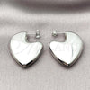 Rhodium Plated Stud Earring, Heart and Hollow Design, Polished, Rhodium Finish, 02.163.0371.1