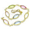 Oro Laminado Fancy Bracelet, Gold Filled Style with Multicolor Cubic Zirconia, Polished, Golden Finish, 03.386.0004.08