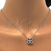 Gold Tone Pendant Necklace, with White Cubic Zirconia and White Micro Pave, Polished, Rhodium Finish, 04.213.0014.16.GT