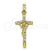 Oro Laminado Religious Pendant, Gold Filled Style Crucifix Design, Diamond Cutting Finish, Golden Finish, 5.189.014