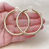 Oro Laminado Large Hoop, Gold Filled Style Hollow Design, Diamond Cutting Finish, Golden Finish, 02.213.0818.60