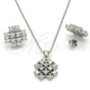 Sterling Silver Earring and Pendant Adult Set, with White Cubic Zirconia, Polished, Rhodium Finish, 10.175.0021