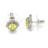Rhodium Plated Stud Earring, with Luminous Green Swarovski Crystals and White Cubic Zirconia, Polished, Rhodium Finish, 02.26.0145.1
