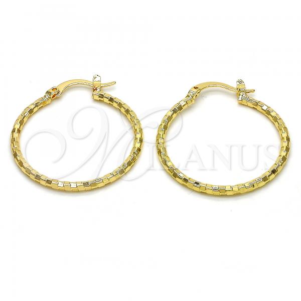 Oro Laminado Medium Hoop, Gold Filled Style Diamond Cutting Finish, Golden Finish, 02.168.0037.30