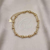 Oro Laminado Fancy Bracelet, Gold Filled Style Ball Design, Diamond Cutting Finish, Golden Finish, 03.93.0018.07