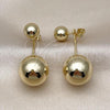 Oro Laminado Stud Earring, Gold Filled Style Ball and Hollow Design, Polished, Golden Finish, 02.156.0696