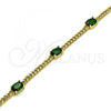 Oro Laminado Fancy Bracelet, Gold Filled Style with Green Cubic Zirconia, Polished, Golden Finish, 03.213.0166.07