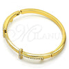 Oro Laminado Individual Bangle, Gold Filled Style Love Design, with White Crystal, Polished, Golden Finish, 07.252.0065.04 (04 MM Thickness, Size 4 - 2.25 Diameter)