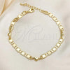 Oro Laminado Fancy Anklet, Gold Filled Style Mariner and Heart Design, Polished, Golden Finish, 03.63.2273.10