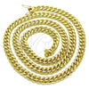 Oro Laminado Basic Necklace, Gold Filled Style Miami Cuban Design, Polished, Golden Finish, 03.278.0001.30