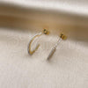 Oro Laminado Stud Earring, Gold Filled Style Heart Design, with Ivory Pearl, Polished, Golden Finish, 02.379.0049