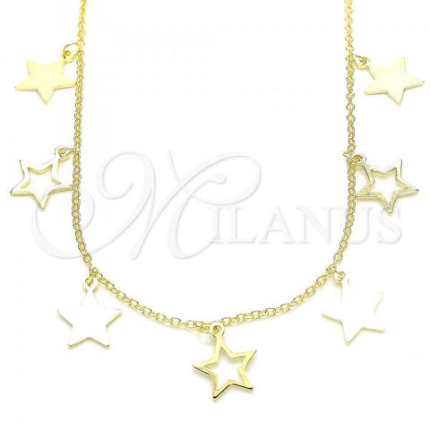 Sterling Silver Pendant Necklace, Star Design, Polished, Golden Finish, 04.336.0184.2.16