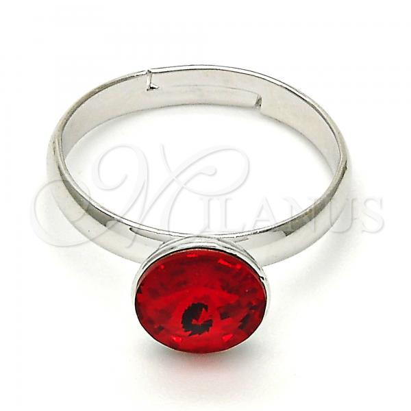 Rhodium Plated Multi Stone Ring, with Light Siam Swarovski Crystals, Polished, Rhodium Finish, 01.239.0009.4 (One size fits all)