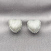 Rhodium Plated Huggie Hoop, Heart Design, Diamond Cutting Finish, Rhodium Finish, 02.418.0002.1.14
