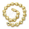 Oro Laminado Fancy Bracelet, Gold Filled Style Heart Design, Polished, Golden Finish, 03.210.0060.08