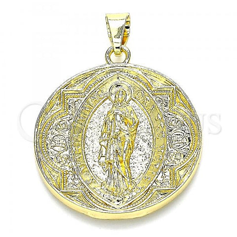 Oro Laminado Religious Pendant, Gold Filled Style Guadalupe Design, Polished, Golden Finish, 05.213.0102